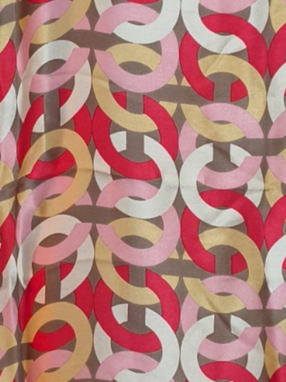 COACH 100% Silk 35" X 35" Signature C Pink, Cream & Gold Geometric Scarf - Picture 11 of 12